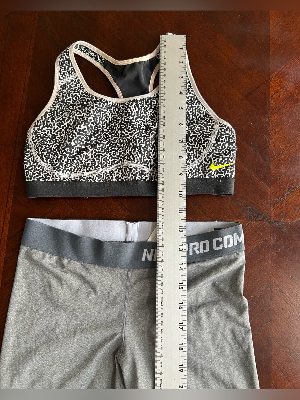 Nike Black & White Leopard-Print Racerback Sports Bra set size s - Picture 6 of 9